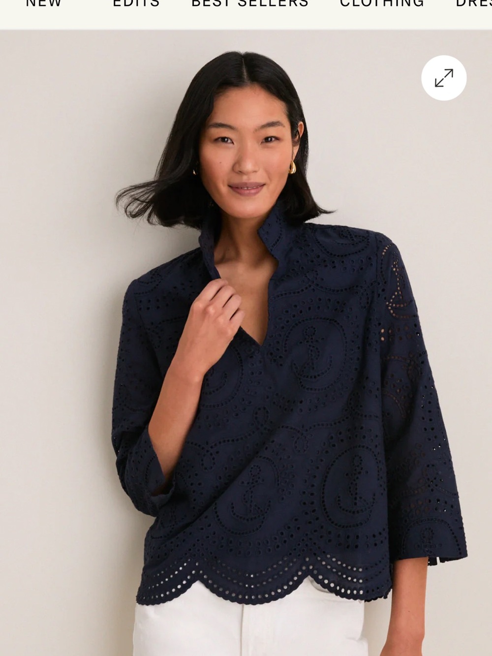 Tuckernuck Navy Eyelet Split-Neck Tunic - Picture 6 of 6